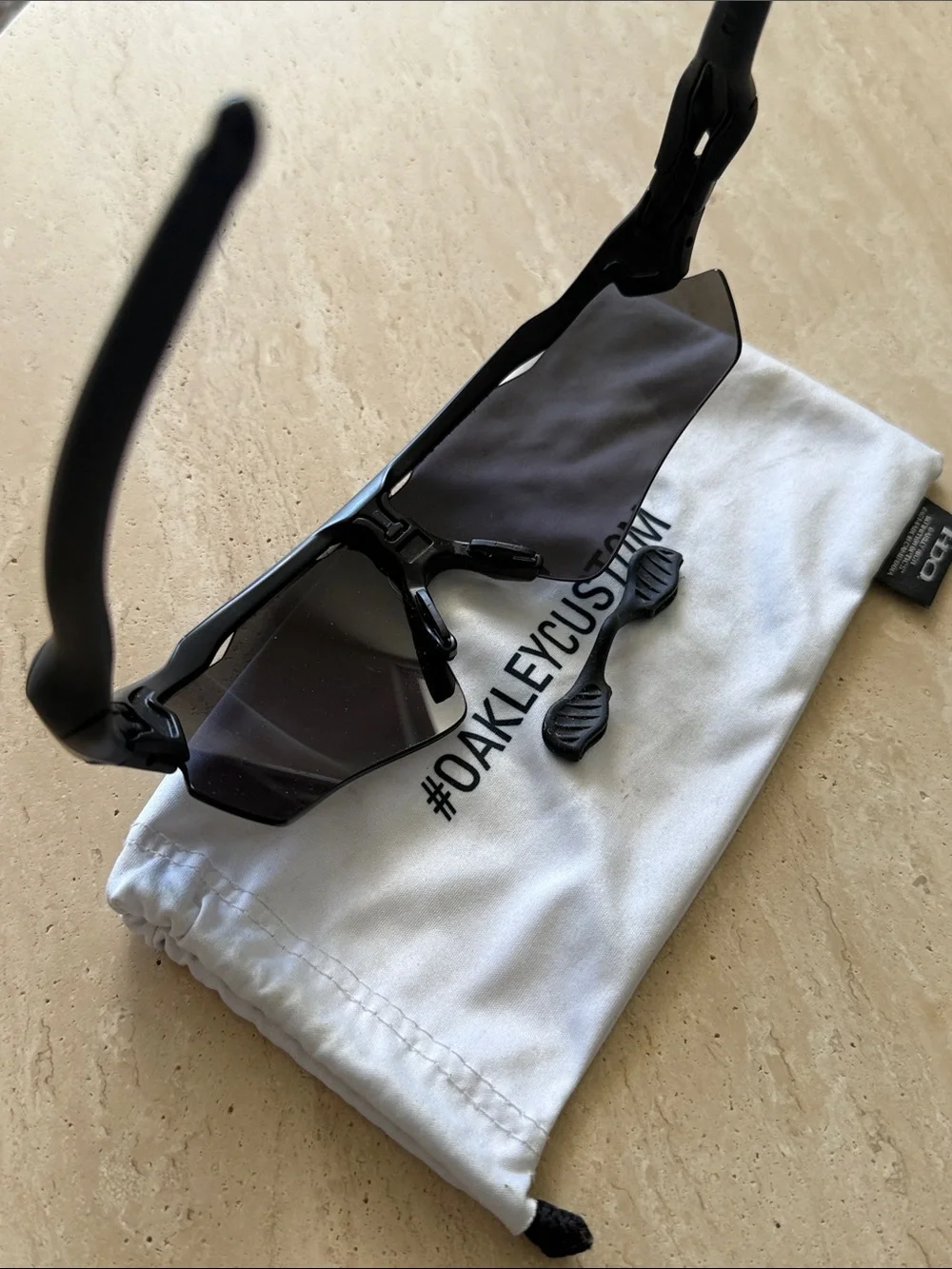 Oakley Black Wraparound Sunglasses with Dark Smoke Lenses